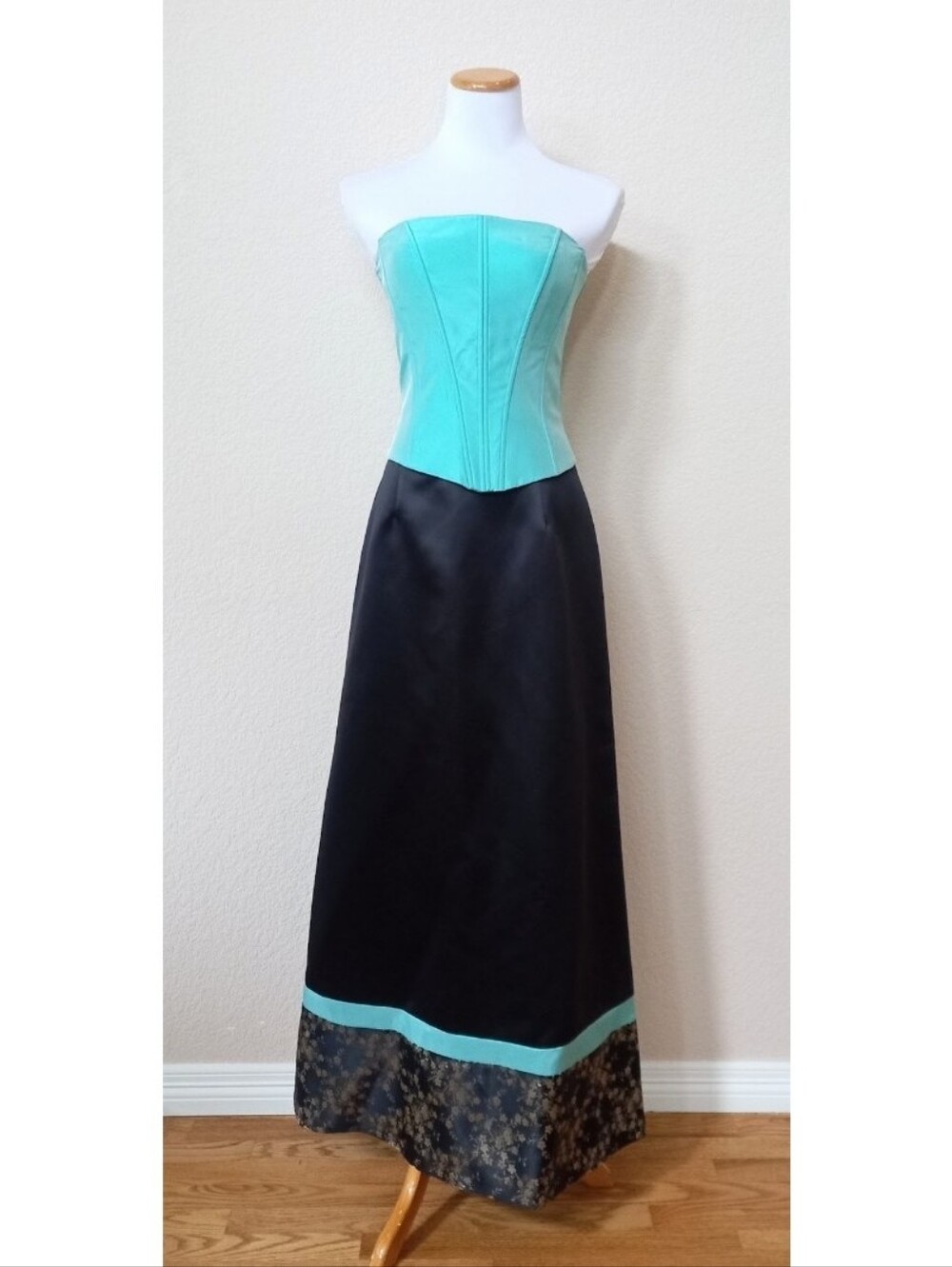 Jessica McClintock year 2000 elegant strapless two piece maxi dress